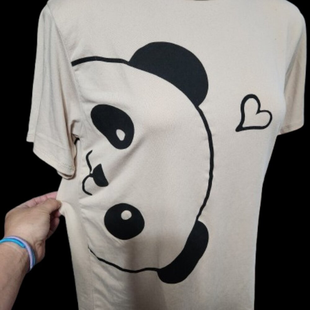 NWT Panda Shirt in Taupe retro tee by Heaven Sent